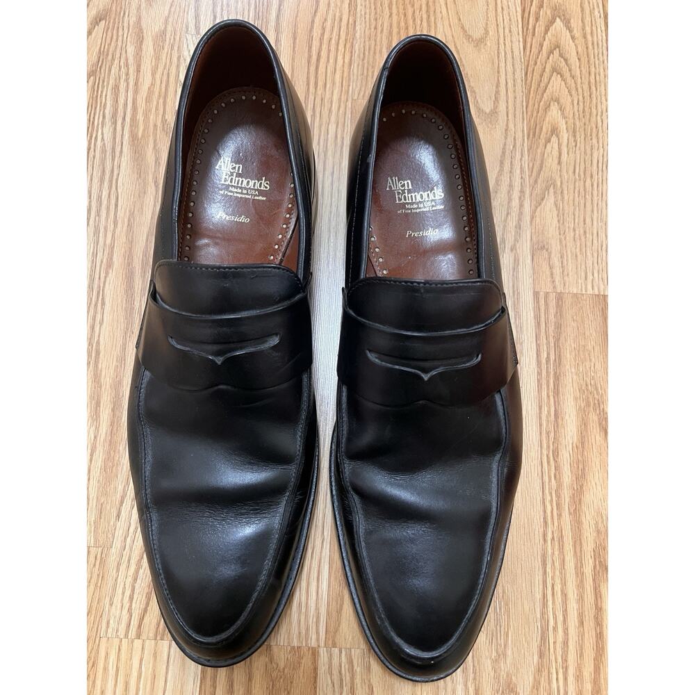 Allen Edmonds Presidio Black Leather Penny Loafers Oxfords 3802 - 14 D - EUC